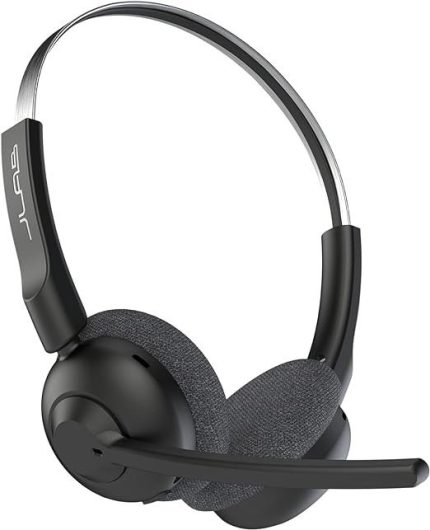 JLab Go Work Pop On-Ear Wireless Headset, Black, 50+ Hours Playtime, Bluetooth Multipoint, Rotating Boom Mic, Noise Canceling MEMS Microphone, Light-Weight and Portable, for PC/Mac or Mobile