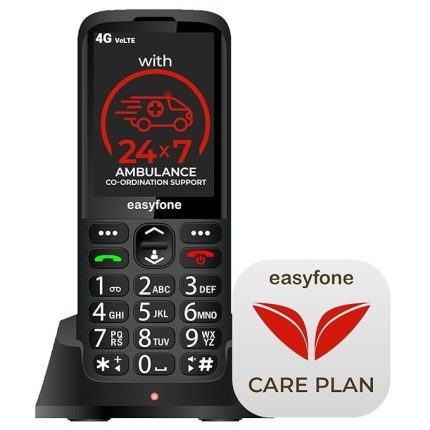 easyfone Elite 4G+ Premium Senior Citizen Phone with 20+ Senior Friendly Features-Includes easyfone Care Plan for Remote Configuration & Quick Ambulance Coordination